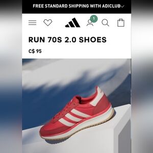 Adidas Run 70s 2.0 Red and White Shoes